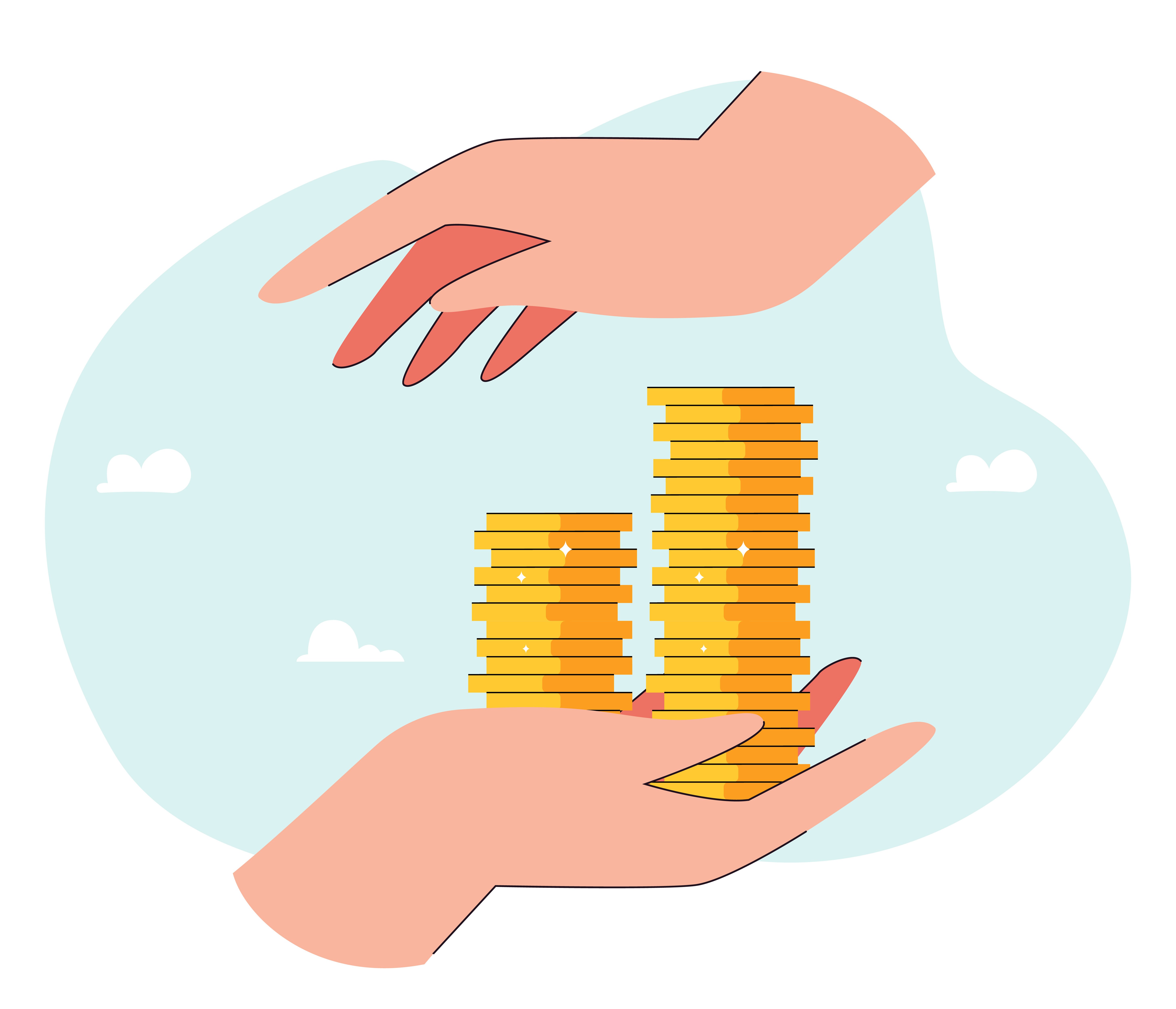 stack_of_gold_coins_in_caring_hands_flat_vector_illustration